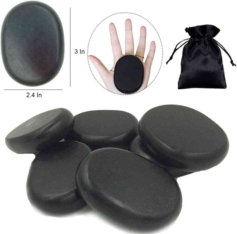a set of black stones and a bag of black stones