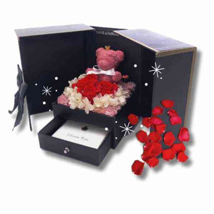 Geschenkbox - Jahrestag Geschenk Für Sie Mit Ewigen Rosen Und Schlüsselanhänger
