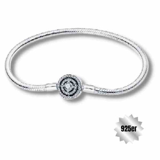 Pandora Style Armband Rund Schwarz Edel