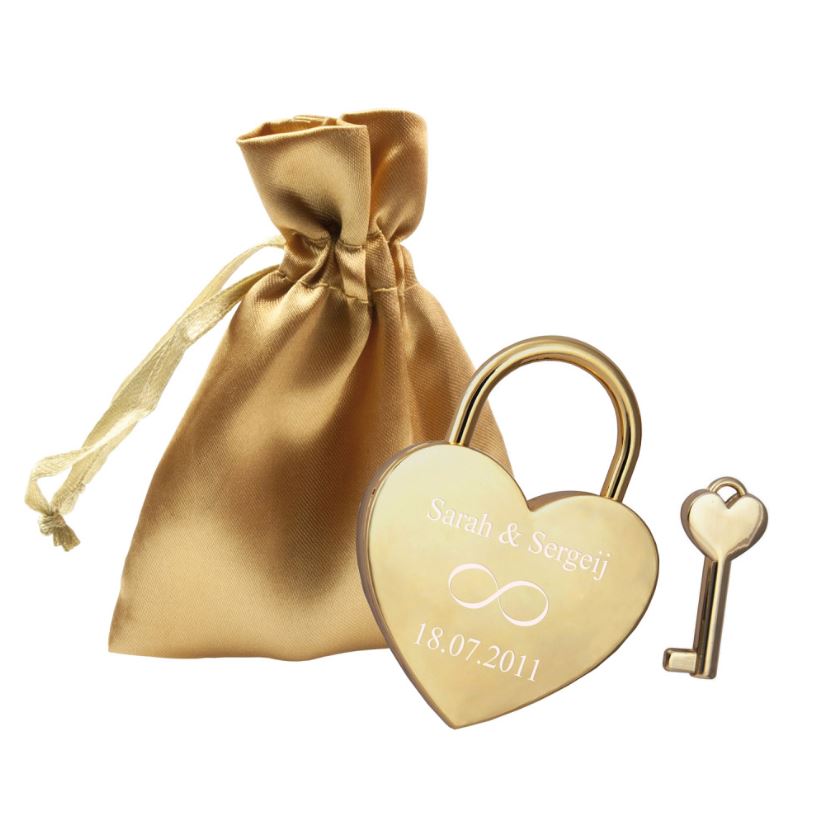 Liebesschloss Herz Gold mit persönlicher Gravur – 💖 Das perfekte Symbol der ewigen Liebe