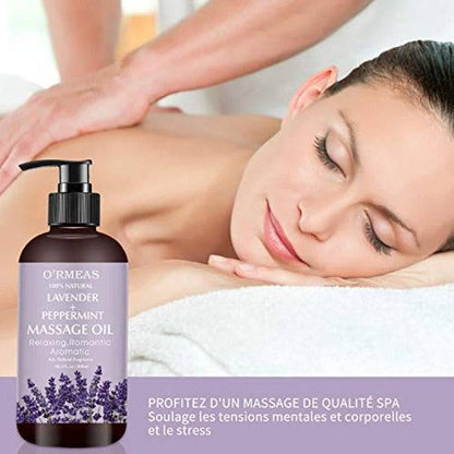 a woman getting a massage with lavender oil